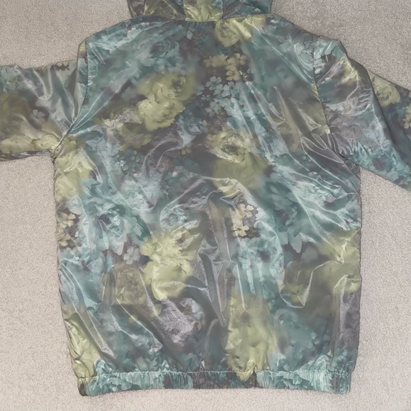 Vintage Iridescent Floral Raincoat Jacket Hood - Picture 6 of 7